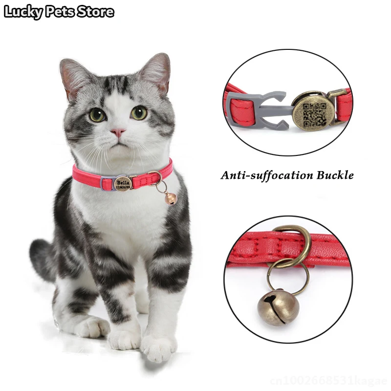 Personalized ID Tag Cat Collar Retro Adjustable Kitten Puppy Collars Free Engraved ID Nameplate Bell Anti-lost Custom Pet Collar