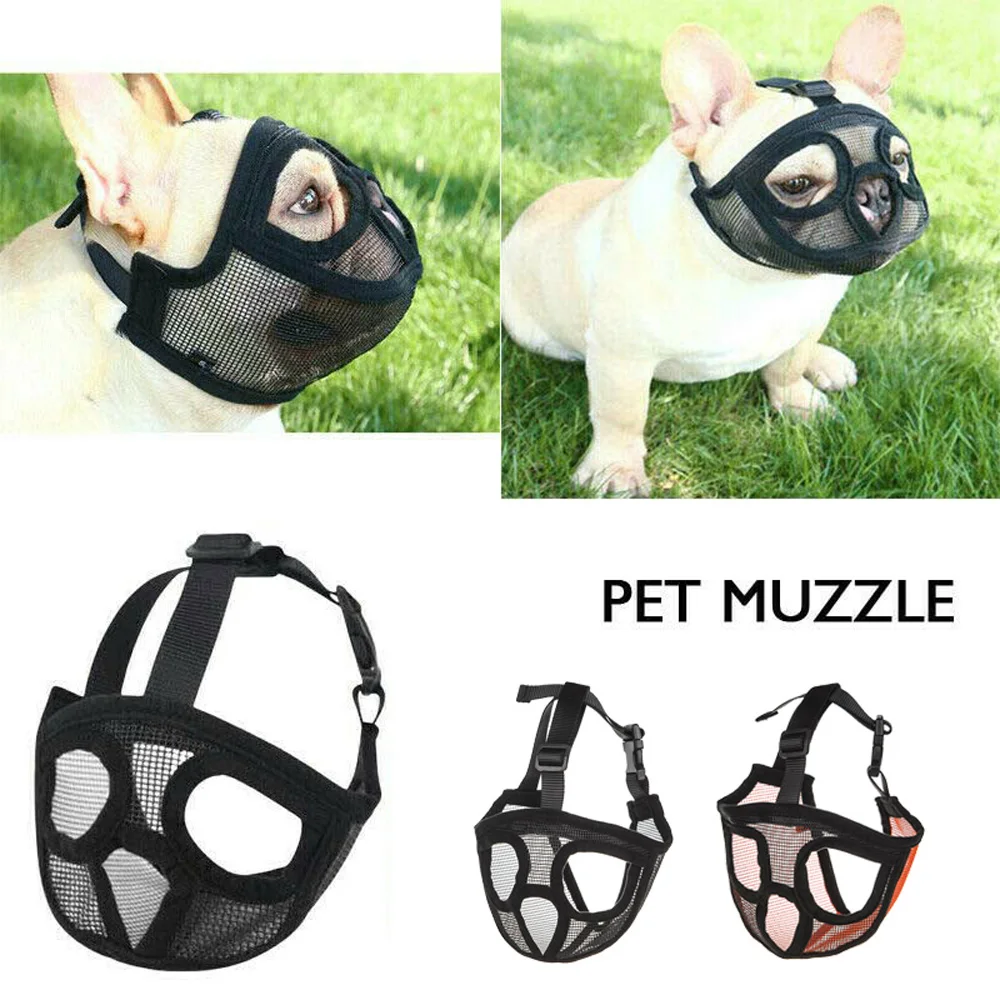 Adjustable Safety For Short Snout Pet Anti Stop Barking Chew Bulldog Muzzle Dog Mask Pet Product Mouse Basket