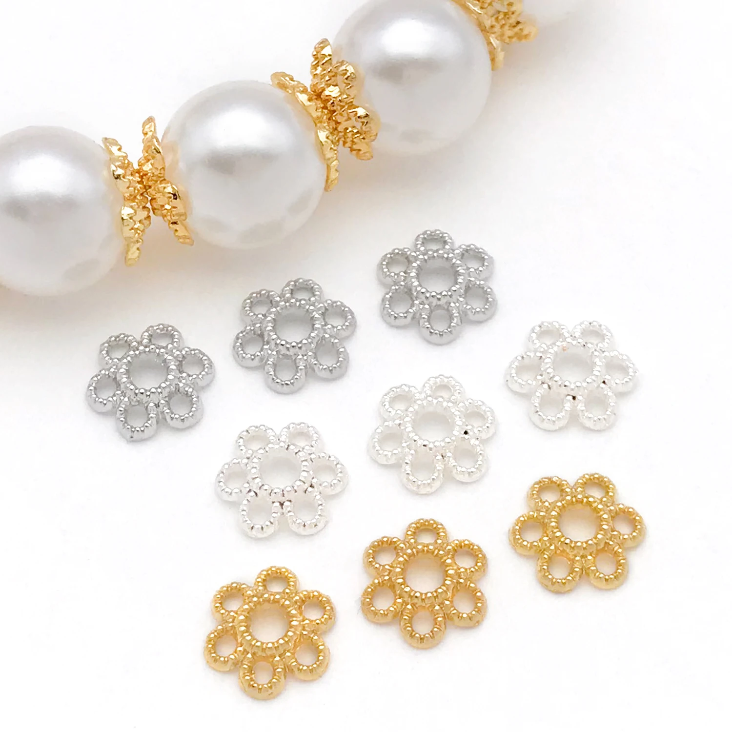 20 Stück 18K echt vergoldete Messing-Blumenperlenkappen, hohle Perlenkappen für DIY-Armband, Halskette, Schmuckherstellung, Zubehör