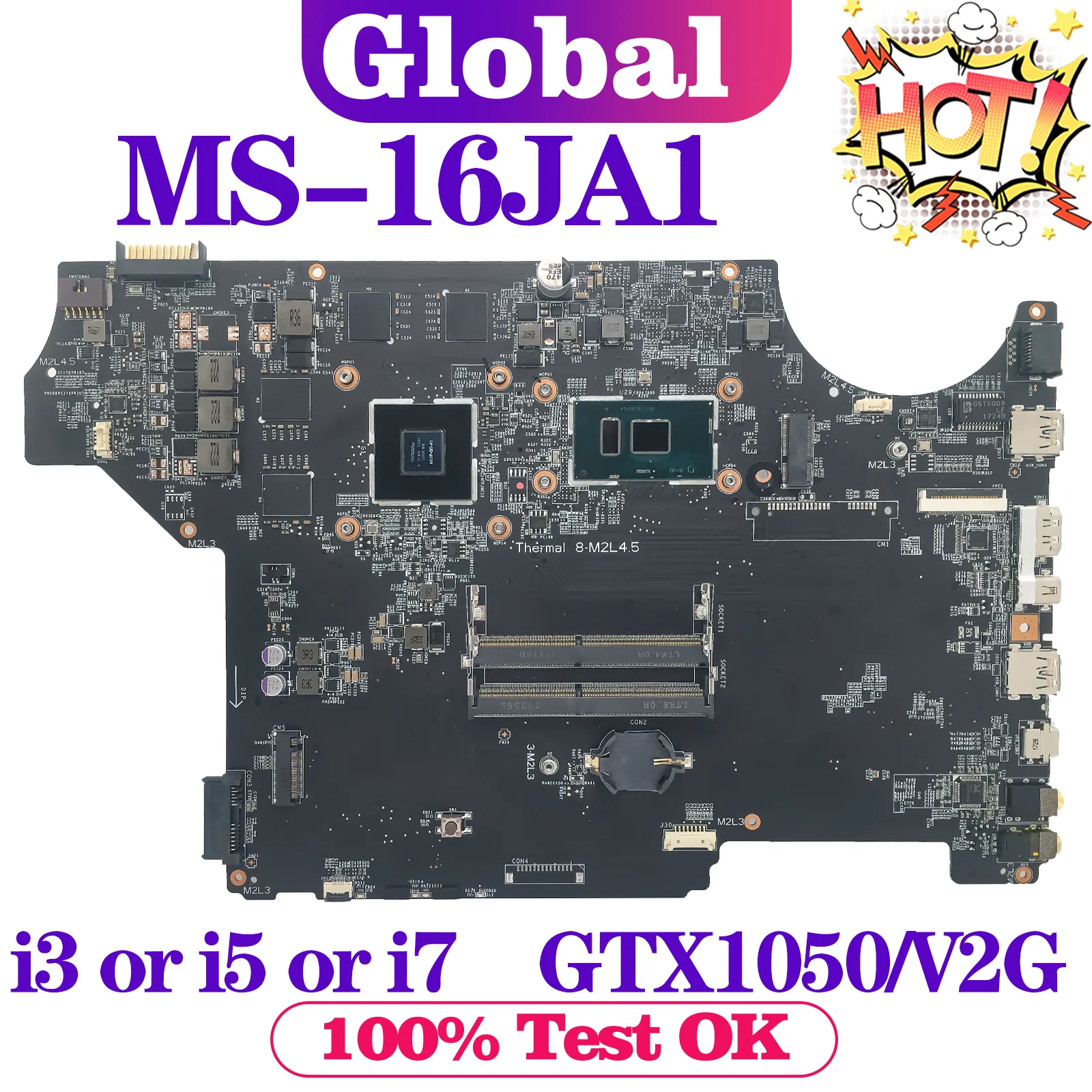 

KEFU Mainboard For MSI MS-16JA1 MS-16JA Laptop Motherboard I5 I7 7th GTX1050/V2G