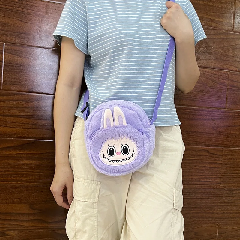 2024 Labubu Shouder Bag Cute Cartoon Plush Doll Bag Student Crossbody Bags Outdoor Travel Kids Gift