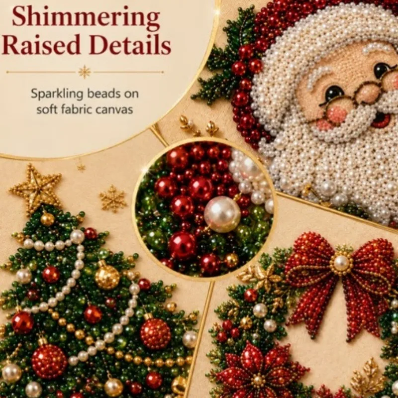 3D Christmas Pearl Rhinestone Painting Kit Diy Handmade Bead Art Canvas Picture Home Wall Decoration Xmas Creative Craft Gift