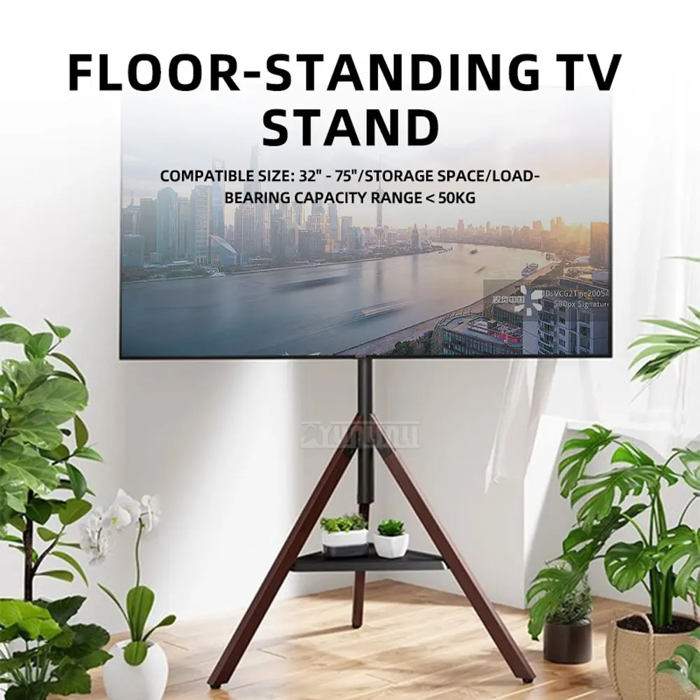TV stand universal floor standing stand solid wood 32-75 inch monitor hanger