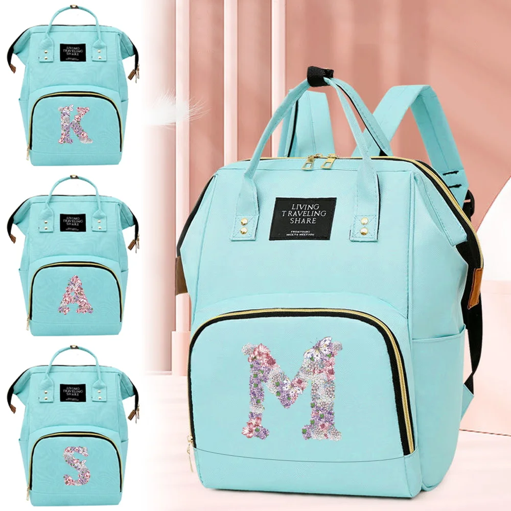 

Mom Backpack Diaper Bag Milk Bottle Backpack Newborn Products Bags Rose Flower Series New Large Capacity with Compartments