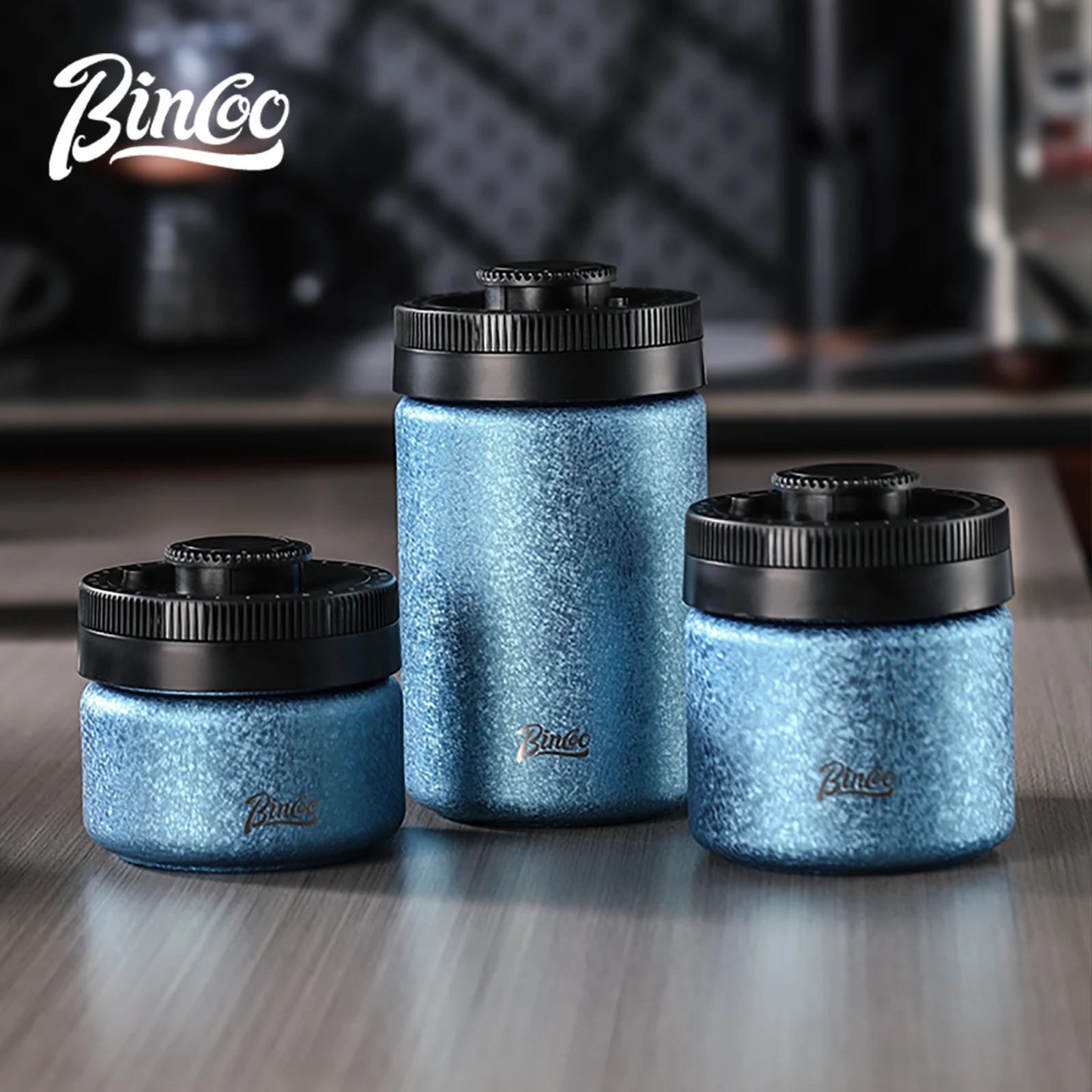 Bincoo Airtight Coffee Container: Food-Grade 304 Steel, Pump-Vacuum & Stackable, Humidity-Proof Storage with Date Scale