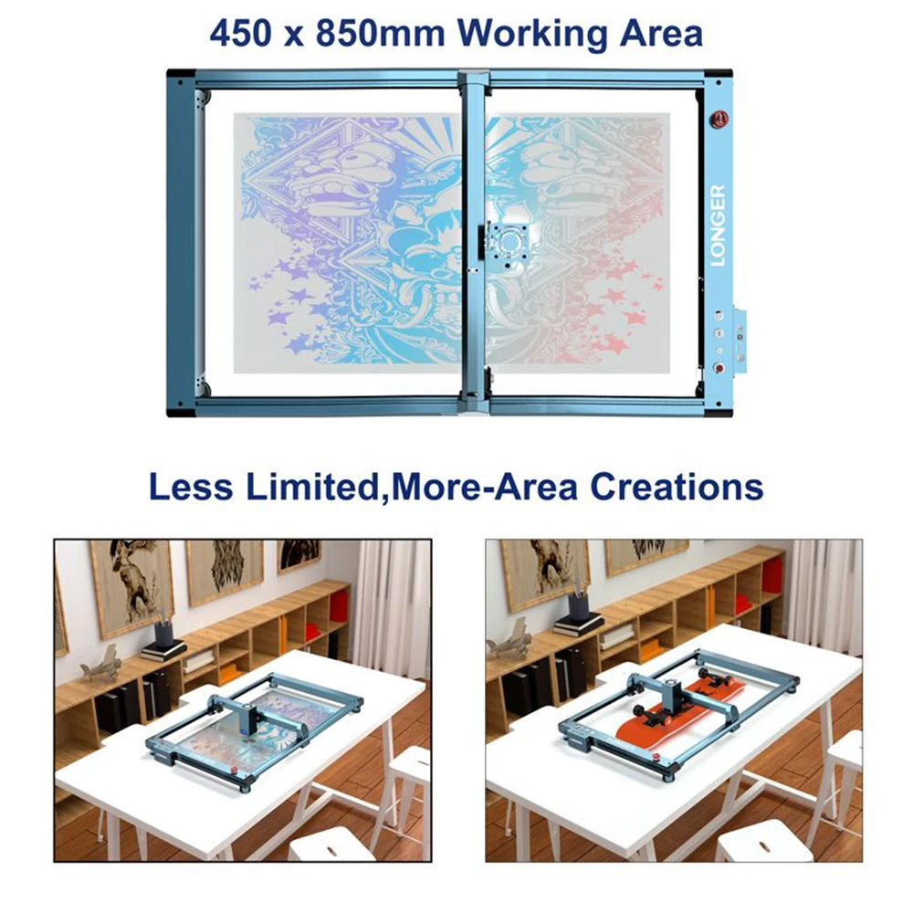 Longer Extension Kit Expanded Engraving Area to 450 * 850mm Y Axis With Accessories For LONGER B1 20W/30W /40W Laser