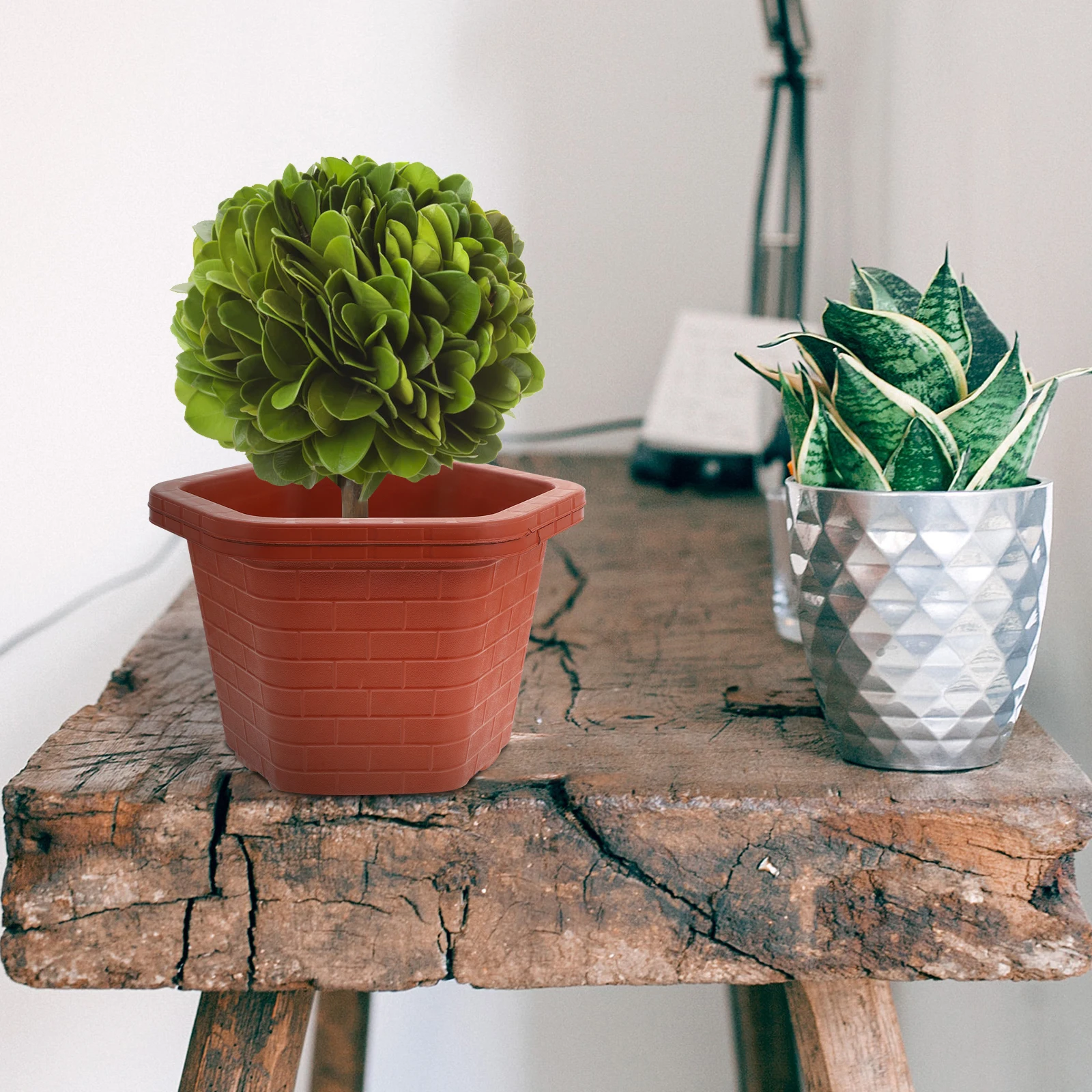 

2Pcs Greenhouse Plastic Flower Planters Hexagonal Drainage Flower Pots Simple Nursery Plant Containers for Home Garden Balcony