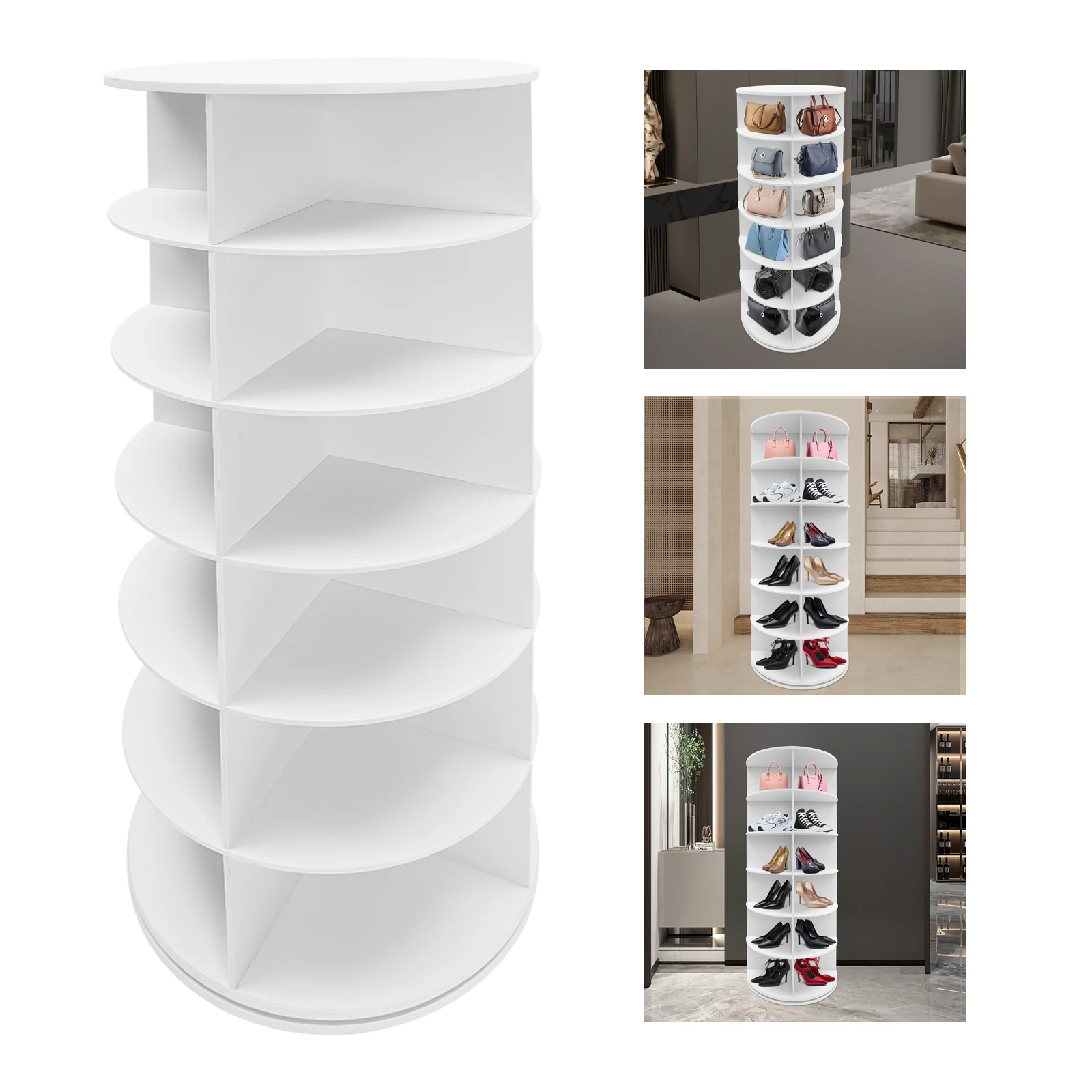 

6-Tier Rotating Shoe Rack Free Standing Shoe Organizer 24 Shoes Sturdy Durable Large-Capacity High-Value for Shoes Bags Hats