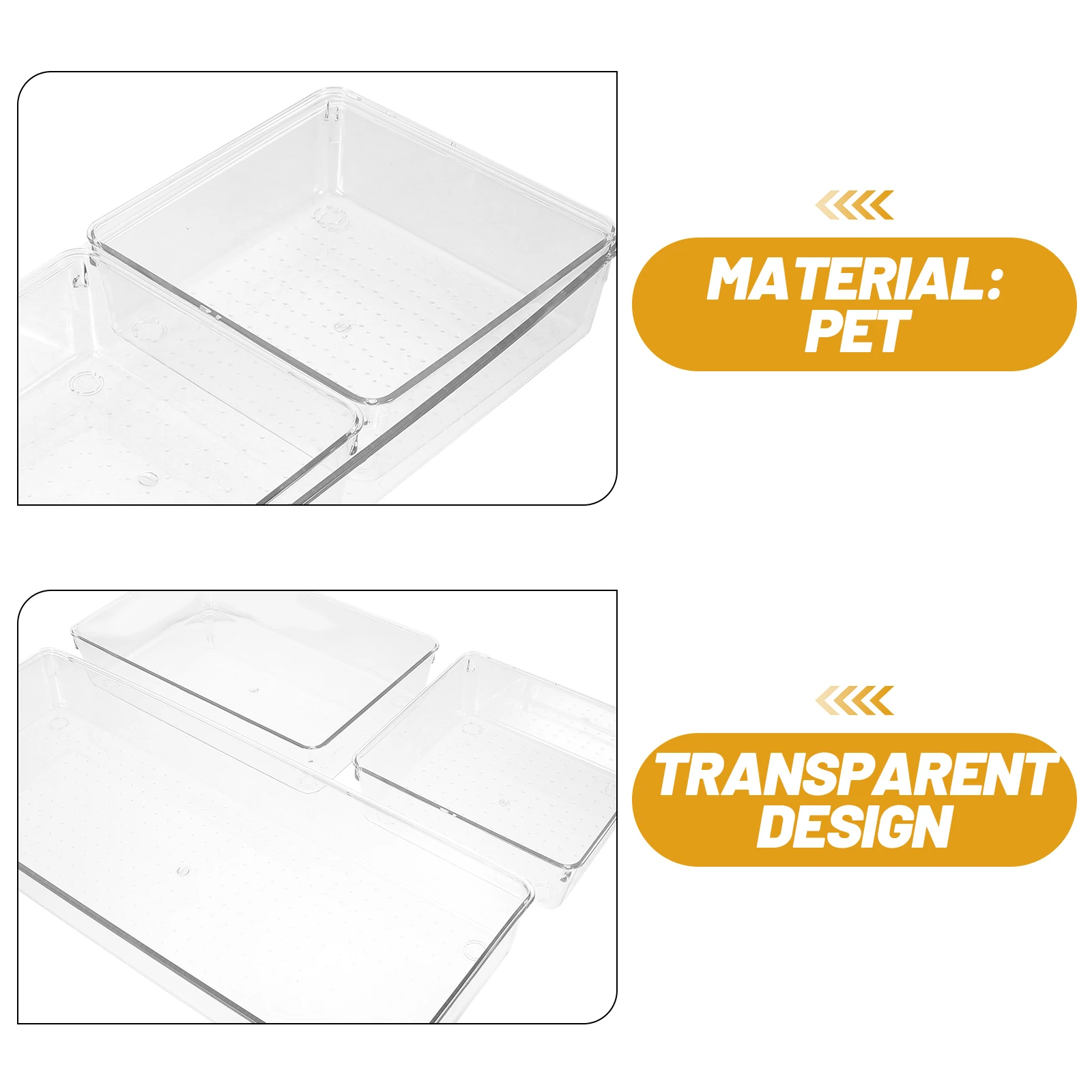 

6 Pcs Clear Storage Boxes Embedded Compartments for Makeup Stationery Jewelry Transparent Desk ganizers Vanity Drawers Plastic