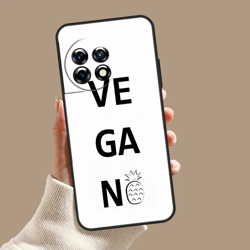 LOVE VEGGIE Vegetarian Quotes VEGAN Case For OnePlus 12R 10R 9R 10T 8T 8 9 10 Pro 11 12 OnePlus Nord CE 2 3 Lite N10 N20 Cover