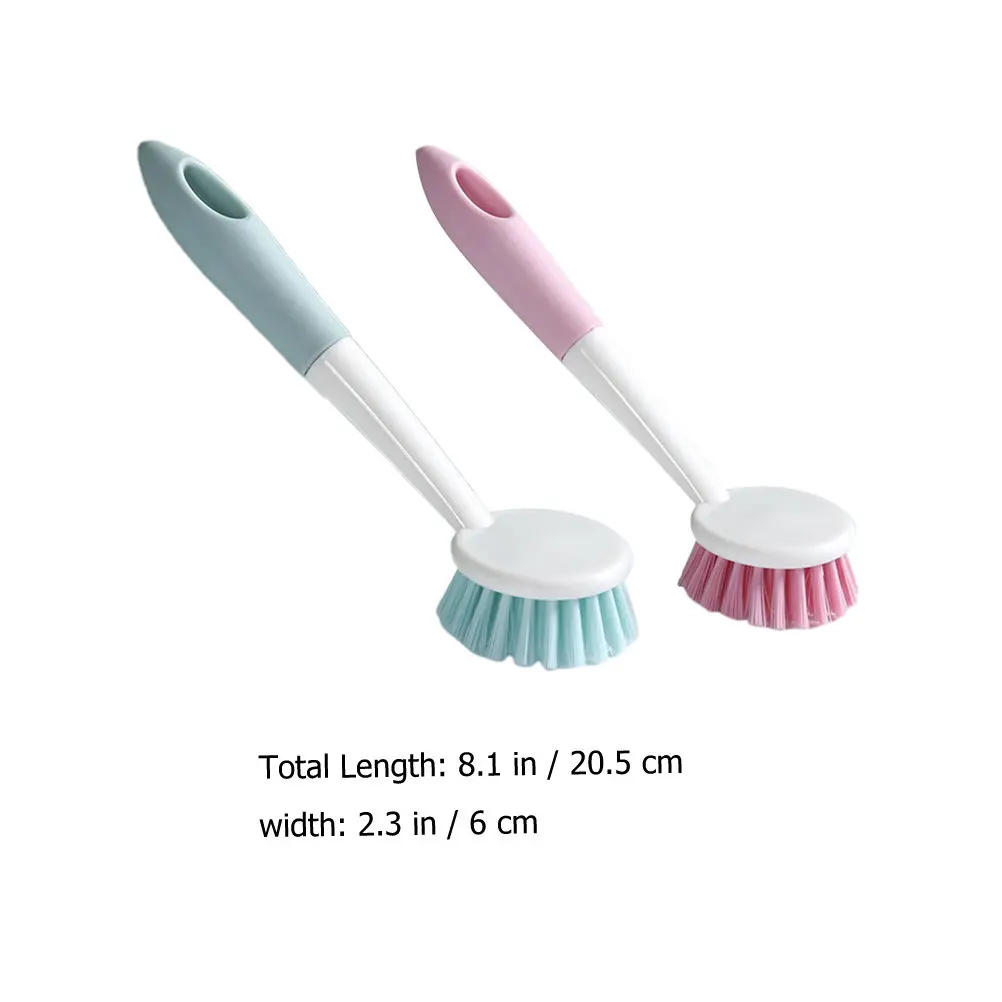 2Pcs Long Handle Dish Brush Heavy Duty Pan Scrubbing Brush Kitchen Sink Cleaner for Non Stick Cookware Countertop Wash