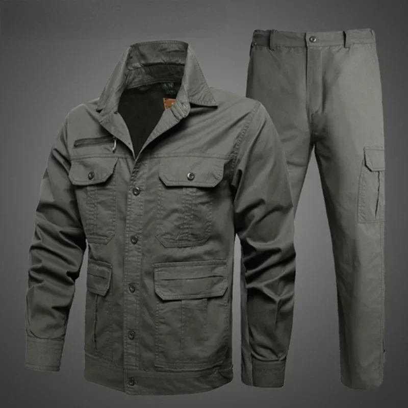 Summer Camouflage Suit Men\'s Thin Hunting Shirts Jacket and Cargo Trousers Tactical Military Cotton Breathable Multi-Pocket Suit