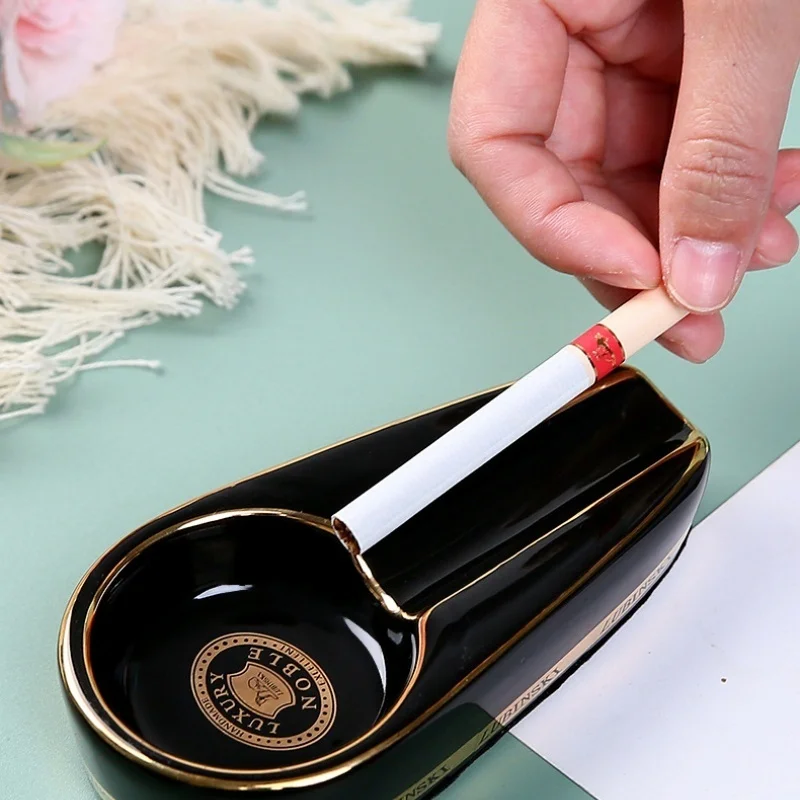 Hot Sale European Ceramic Cigar Ashtray Unique Creative Portable Cigar cigarette Stand Accessories for Home Office Single User view 3