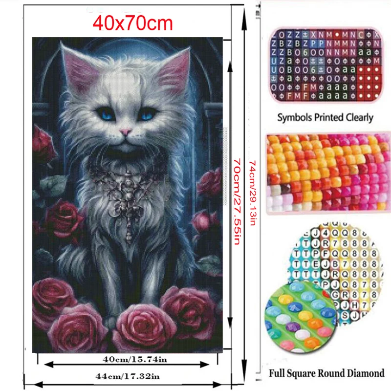 New 2023 Diamond Mosaic Blue Eyes Cat Full Diamond Painting 5D Diy Embroidery Cross Stitch Kit Animals Halloween Gift Art