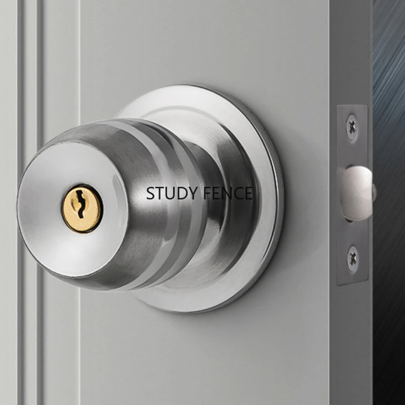 

1 set of tainless Steel Golden Round Ball Privacy Door Knob Set Bathroom Handle Lock With Key For Home Door Hardware Supplies