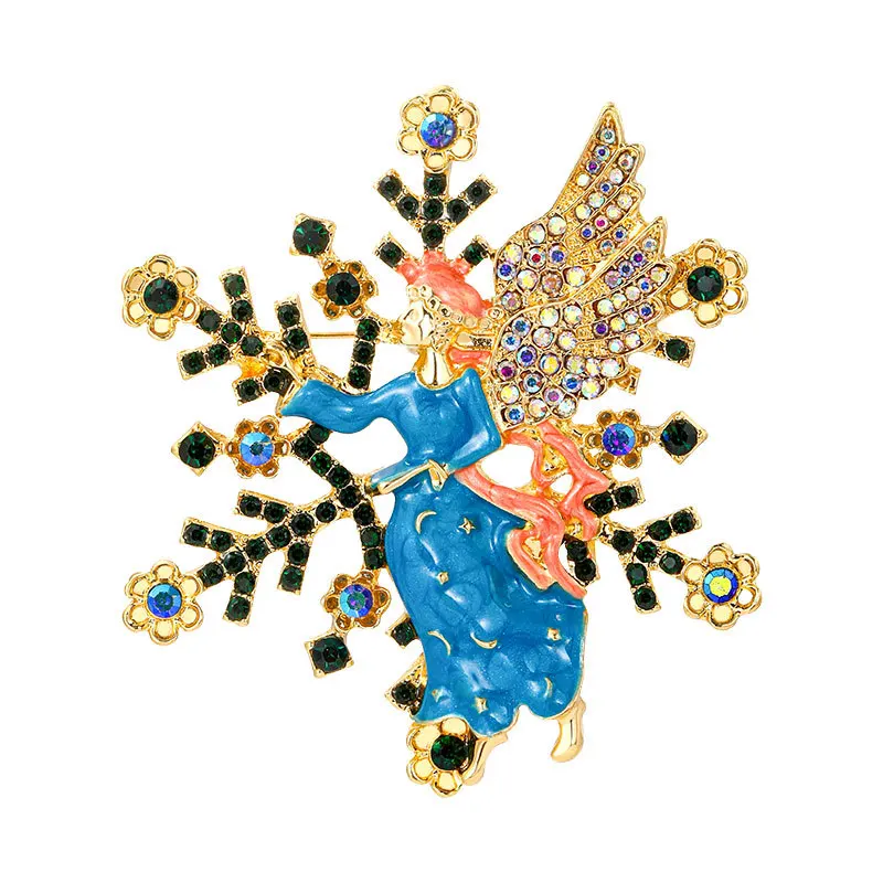 

MITTO FASHION JEWELRIES AND HIGH-END ACCESSORIES BLUE ENAMEL ANGLE VINTAGE PIN WOMEN DRESS BROOCH