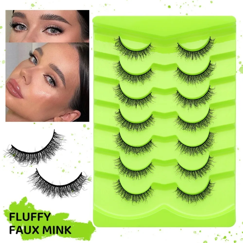 7 paires avec bandes de colle gelée faux cils Anime Cosplay sans colle 3D naturel faux cils outils de maquillage faits à la main faux cils