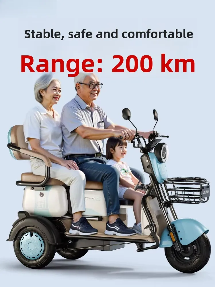 Electric Tricycle, Light Home, Small Scooter for The Elderly Parent-child Lady Pick-up and Drop-off Children