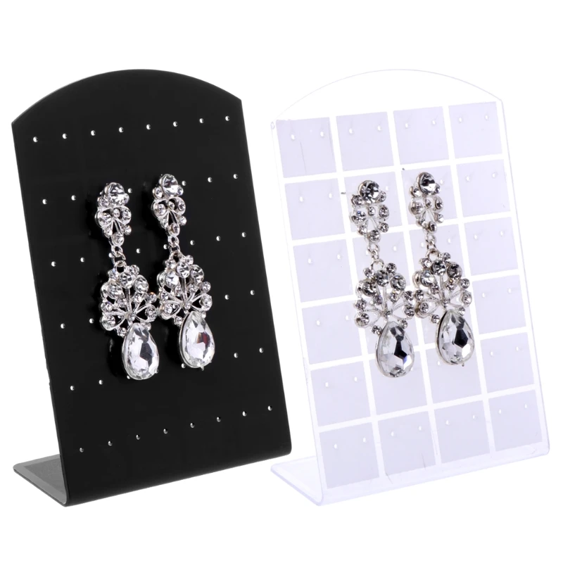 ZB91 Plastic Earring Display Stand Earring Shelf Jewelry Hanging Storage Rectangle Jewelry Display Holder with 48 Holes