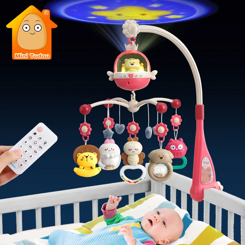 Baby Crib Mobile Rattle Toy For 0-12 Months Infant Rotating Musical Projector Night Light Bed Bell Educational For Newborn Gift