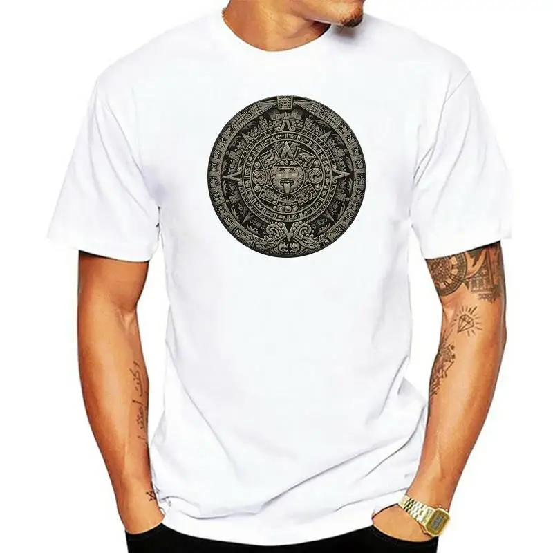 Short Sleeve Summer T-shirt Aztec Calendar Sun Stone Mexican Art Carving Maya Mayans T-shirt