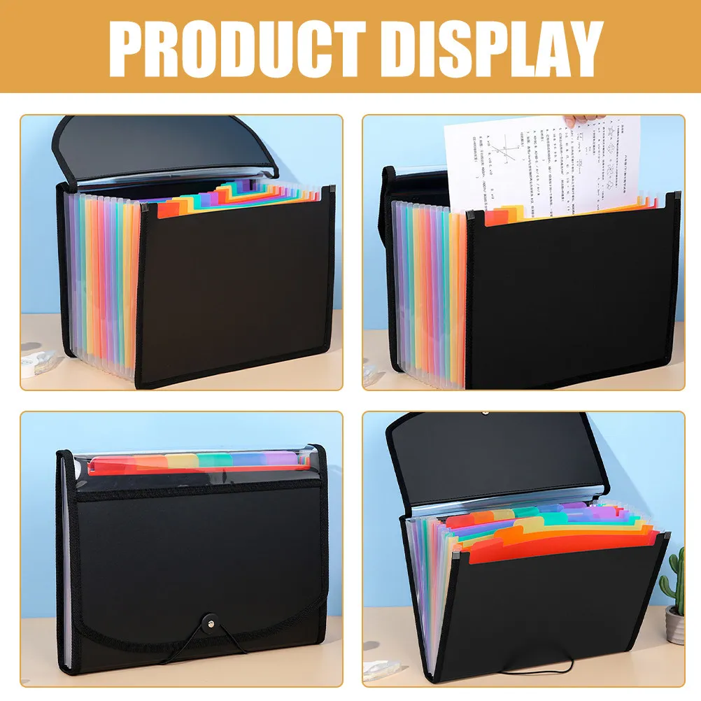 2Pcs Expanding PVC File Folder Accordion Design Multi-Layer Document Organizer for Office School Business Receipts Papers