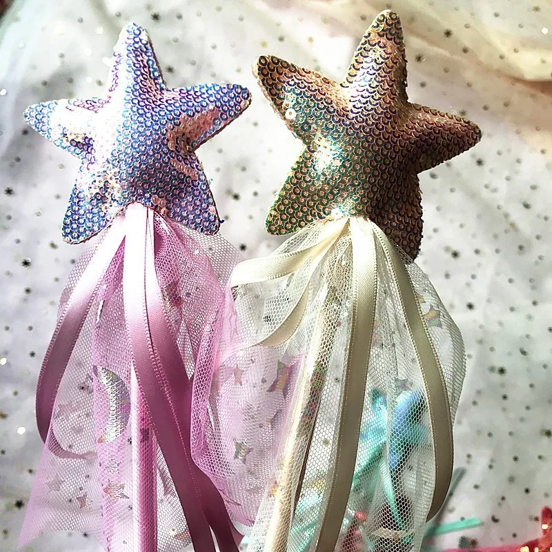 Fashion Baby Girl Princess Dreamlike Sequins Star Stick Fairy Wand Birthday Gift Party Christmas Halloween Accessary