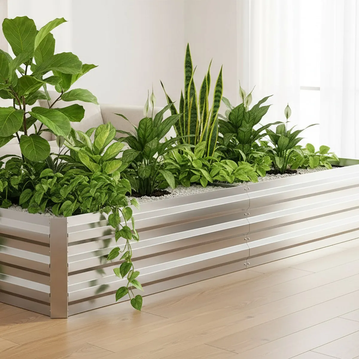 Galvanized Steel Raised Garden Bed 6x3x1ft Outdoor Planter Kit for Vegetables Herbs Flowers