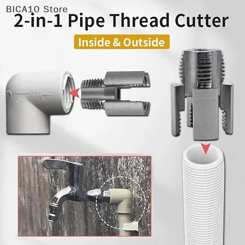 Integrated Internal & External Pipe Threading Tool PVC Pipe Threader Pipe Threading Tool 1/2'' 3/4'' Dies Electric Drill