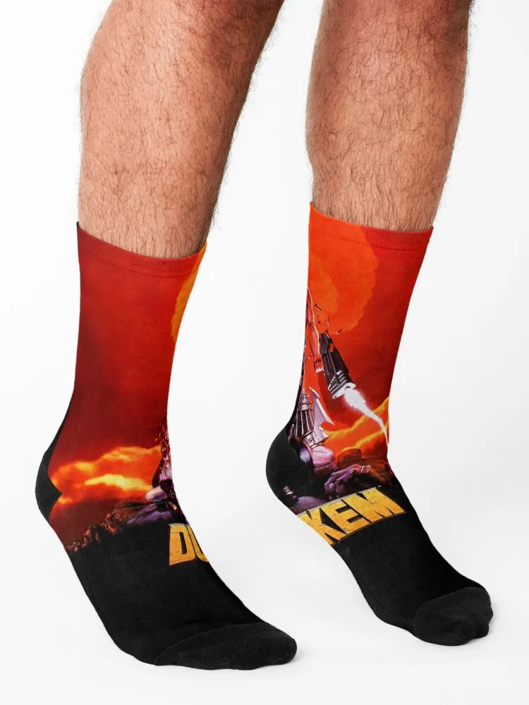 Duke Nukem 3D retro game print (High Contrast) Socks anime custom hockey Socks Male Women's
