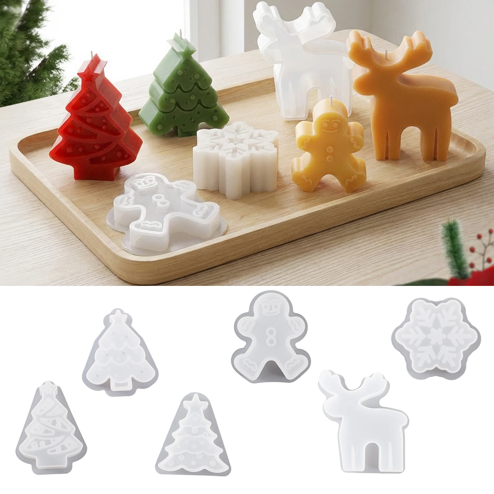 

Трехмерная силиконовая форма для рождественских украшений: имбирный человечек, олень, снеговик. Для ароматических свечей, мыла ручной работы, подвесных декораций.