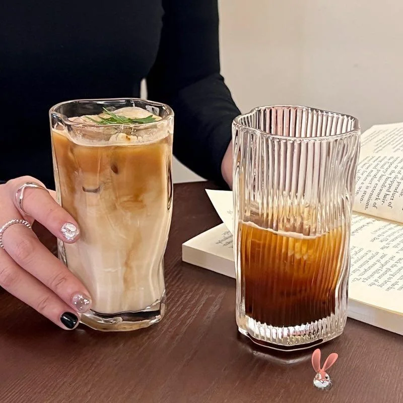 

Modern mat Glass Coffee Cup Twist Design American Sle Milk Coffee Juice Cold Drink Water Cup Irregular ape Home Use