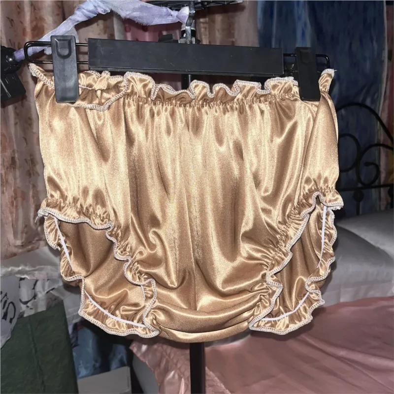 Men Women Glossy Sexy Satin Ice Silk Underwears Panties Plus Size Briefs Lingeries Bottoms