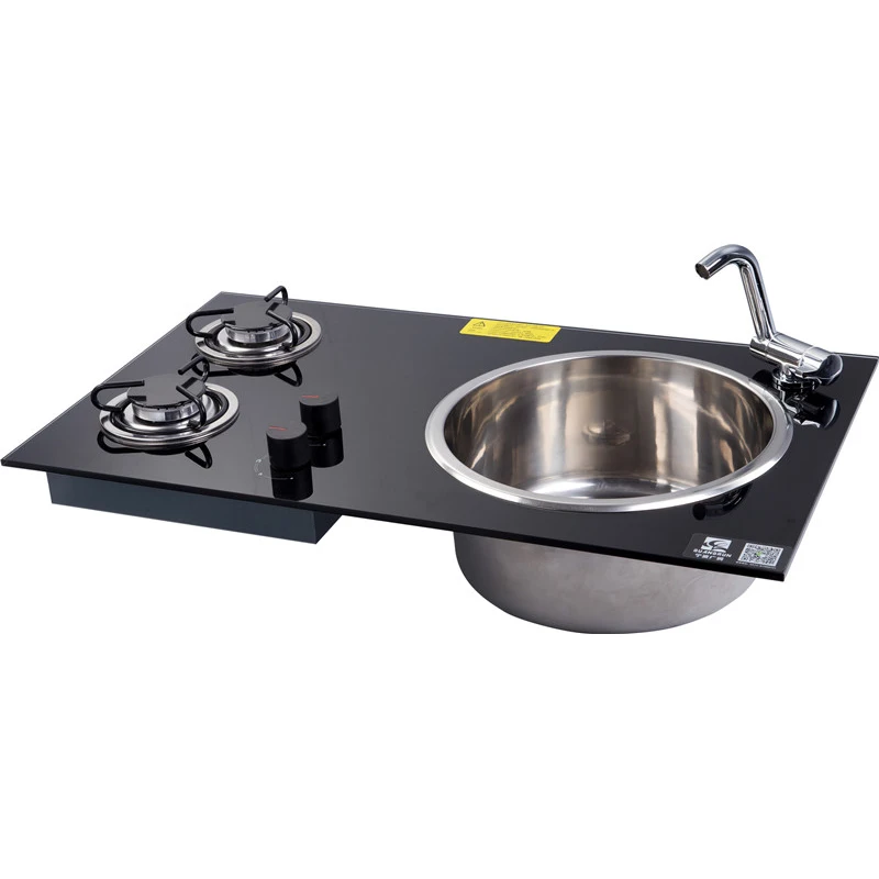 

Tempered Glass Stainless Steel Gas Stove With Sink RV Tour GR-215