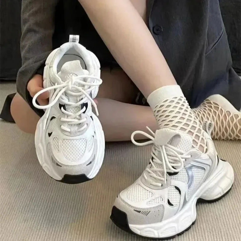 High Quality Shoes for Women Lace Up Women\'s Vulcanize Shoes Summer New Breathable Casual Sneakers Women Grid Shoes Ladies