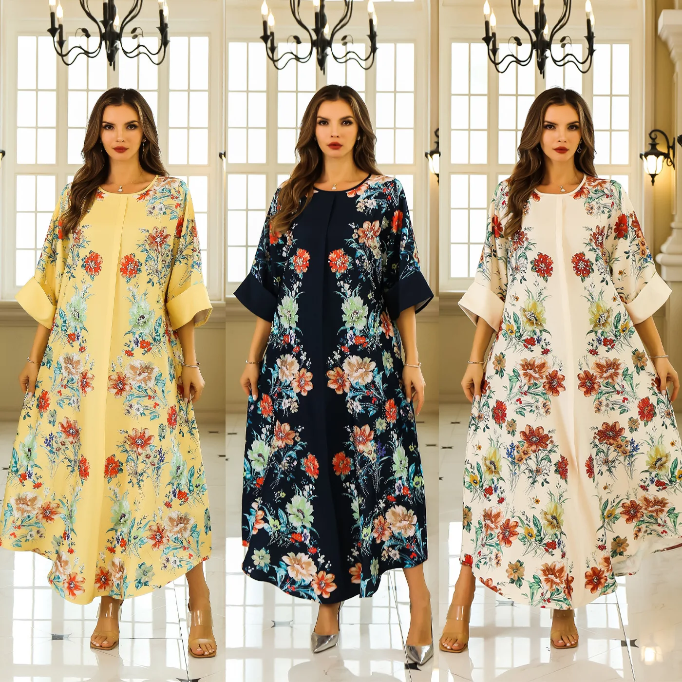 

Dubai Middle East Muslim Robe Women's Dress Fashion Simple Temperament Elegant Luxury Holiday Style High-end Banquet Party Dress