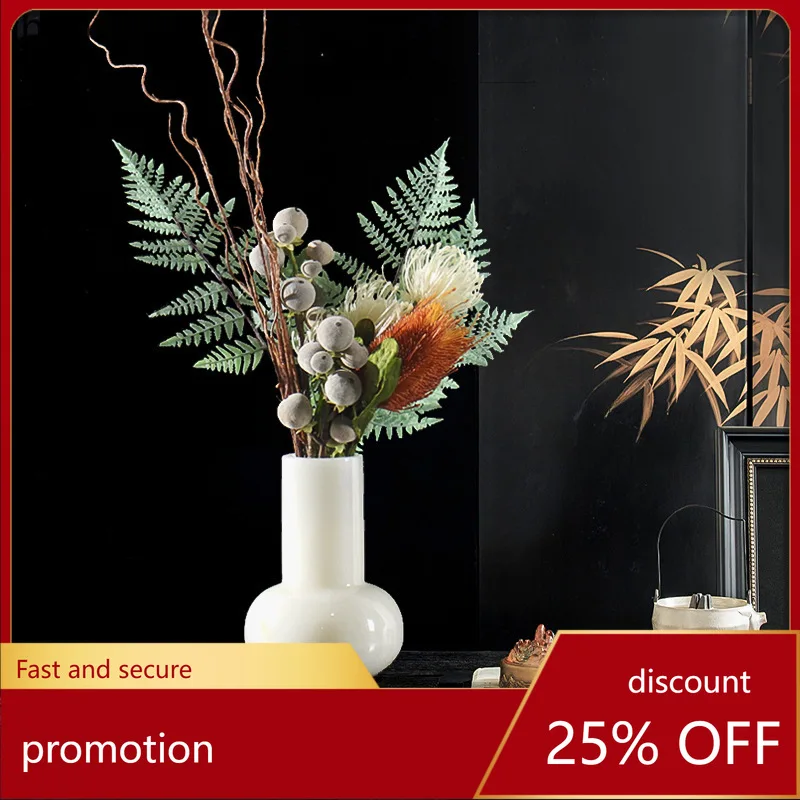 

CZ Natural Jade Flower Vase Villa Entrance Living Room High-end Artistic Flower Arrangement Decorative Soft Furnishing Ornament