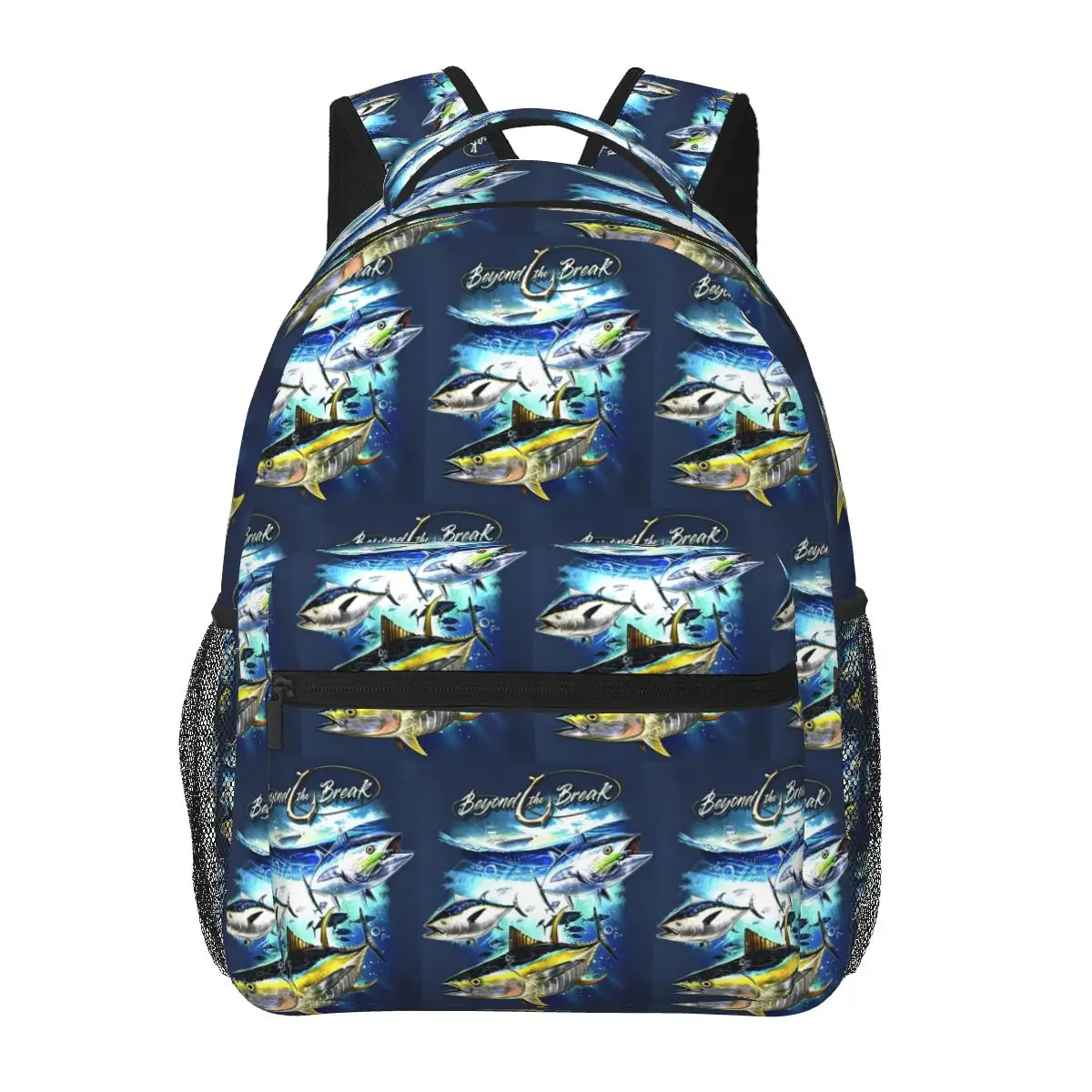 Tuna Time Off Shore Fishing Backpacks Boys Girls Bookbag Students School Bags Cartoon Rucksack Shoulder Bag Large Capacity