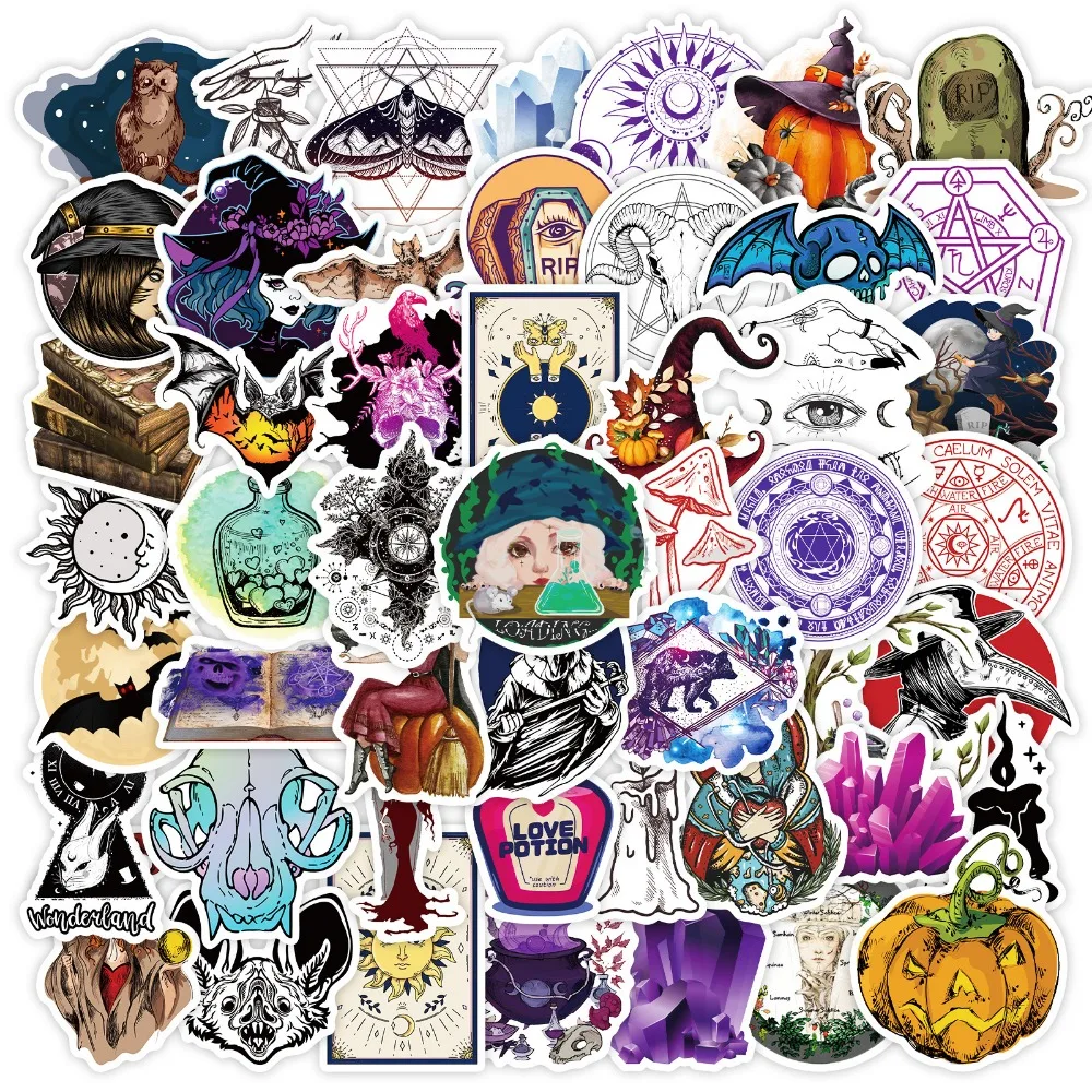 10/50Pcs Punk Magic Series Graffiti Sticker Cartoon Witch Waterproof Decoration DIY Laptop Helmet Phone Case Children's Toy Gift