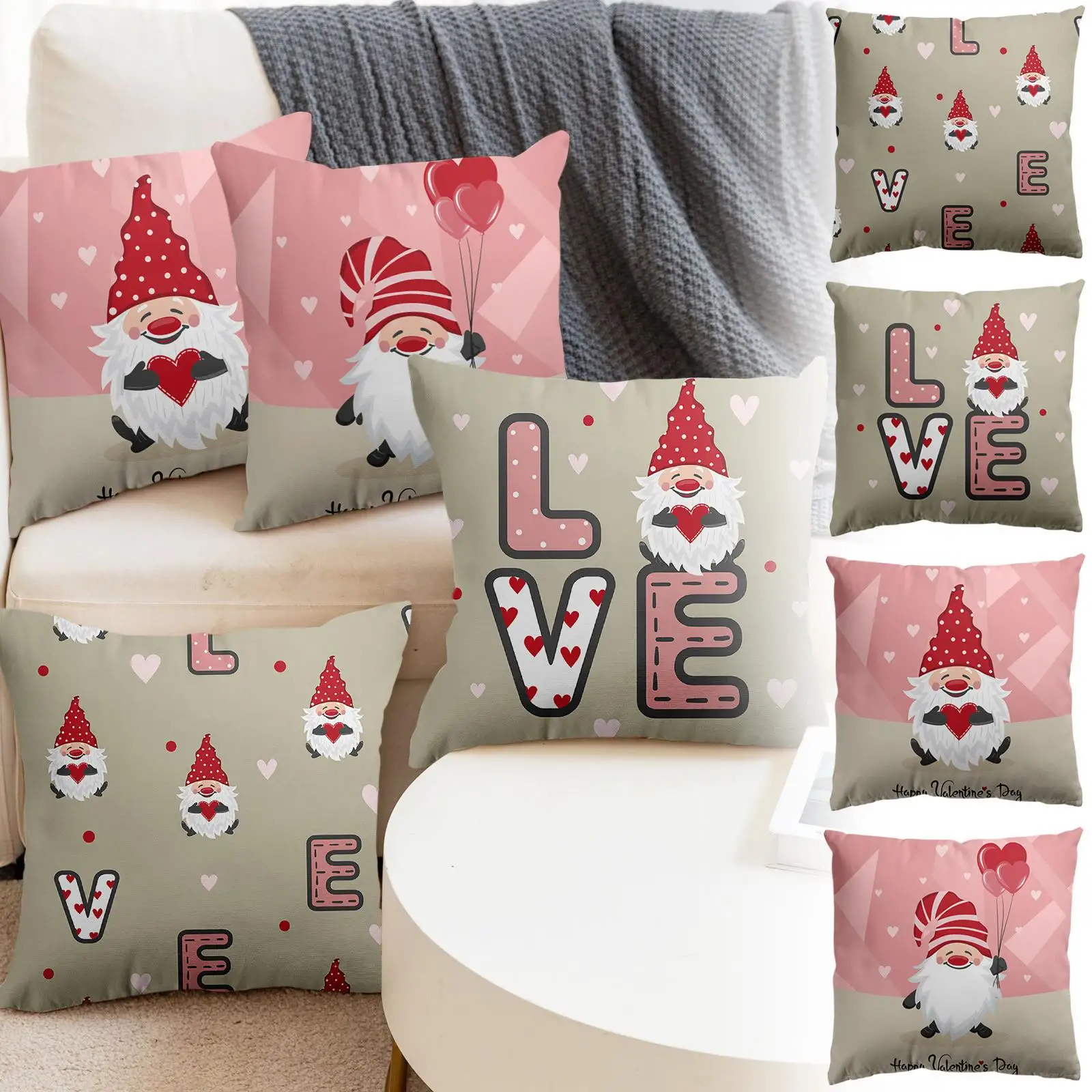 

Valentine's Day Throwing Pillow Cover Red Love Letter Linen Print Cushion Cover Sofa Office Pillow Cover