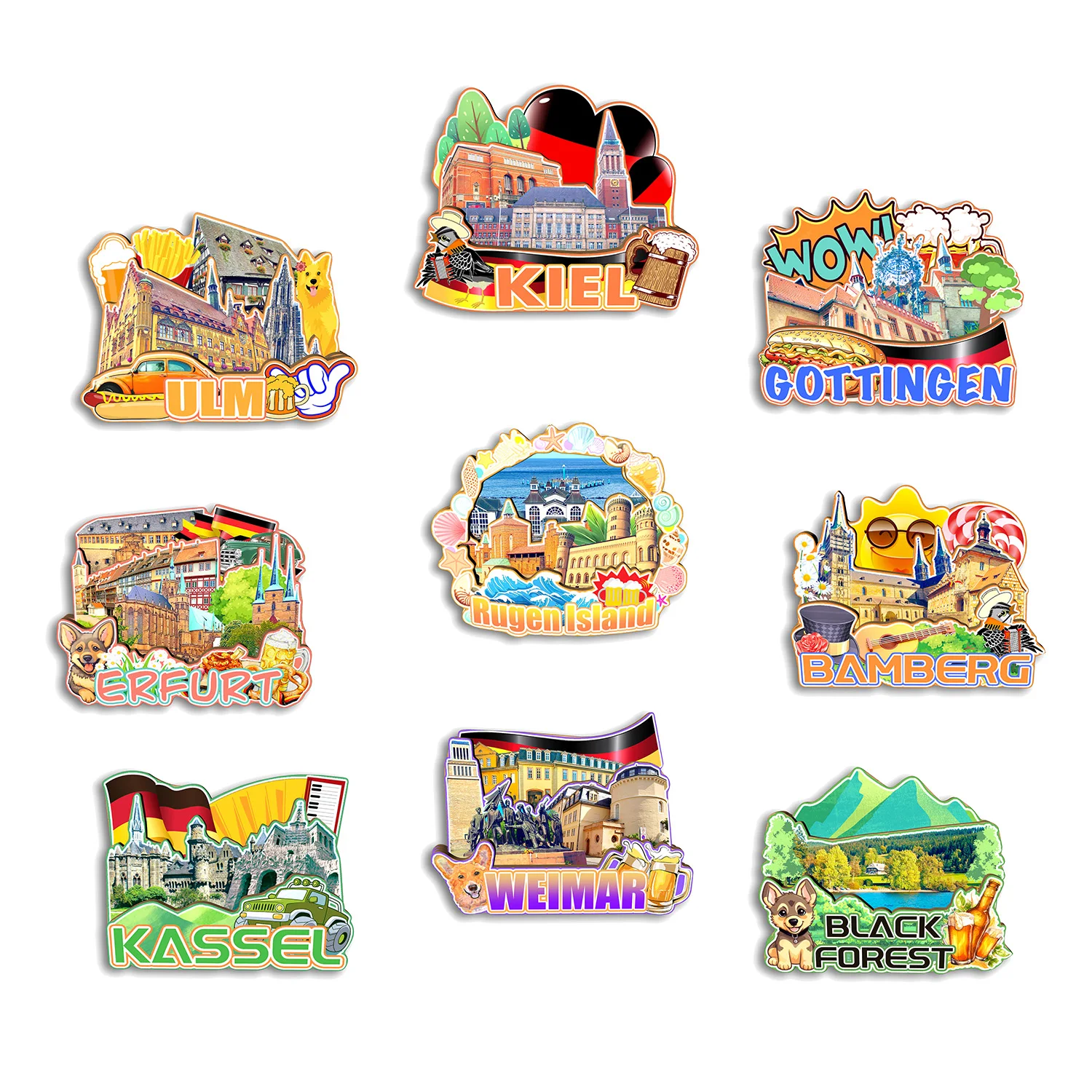 

Bamberg Weimar Black Forest Rugen Island Kassel Erfurt Ulm Gottingen Kiel Germany Fridge Magnet Travel Souvenir Gift