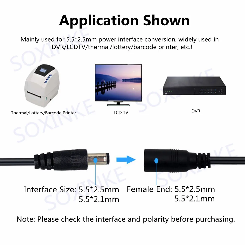 Female 5.5*2.5mm to male 4-Pin / 3-Pin Cable Lead For SATO TG-5011-19V-ES Just a 4-Pin / 3-Pin cable For TV LCD VCR power supply