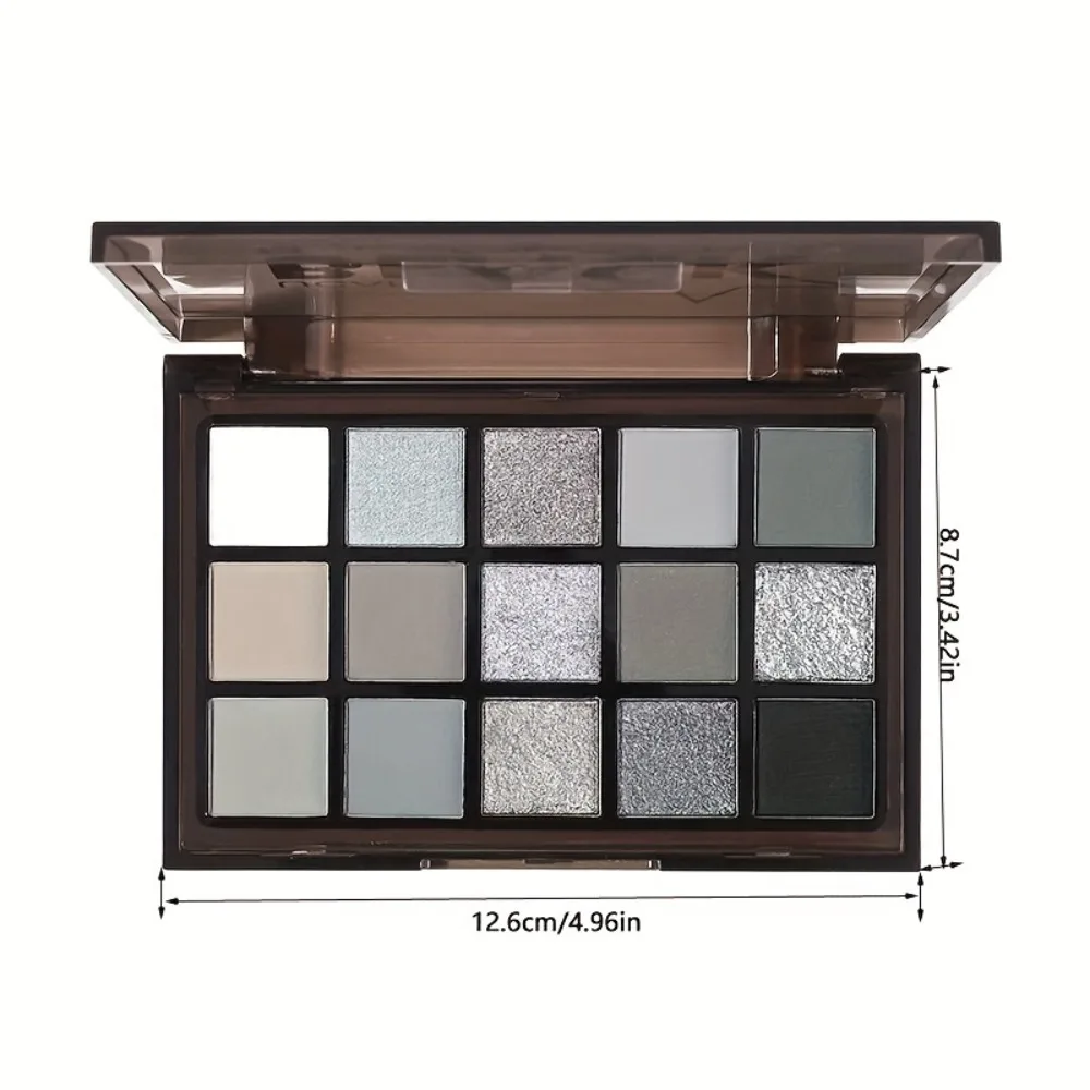 15 สี Smokey อายแชโดว์สีดํา Palette กันน้ํา Matte Cool Toned Eyeshadow Palette Punk Dark สีเทา Glitter Sequins Eye Shadow