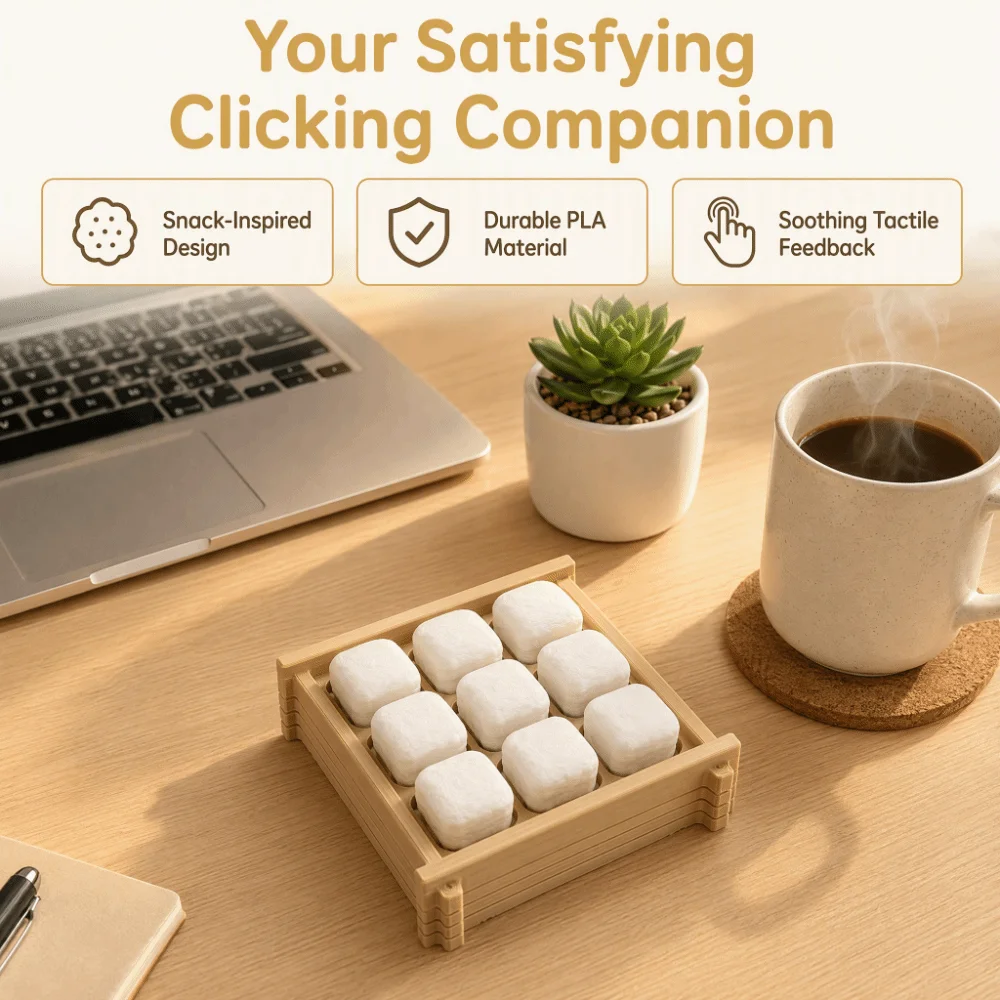 3D Printed Hairy Tofu Clicker Keychain Chinese Snacks Keyboard-style Mao Tofu Mechanical Keyboard Pendant Creative Funny