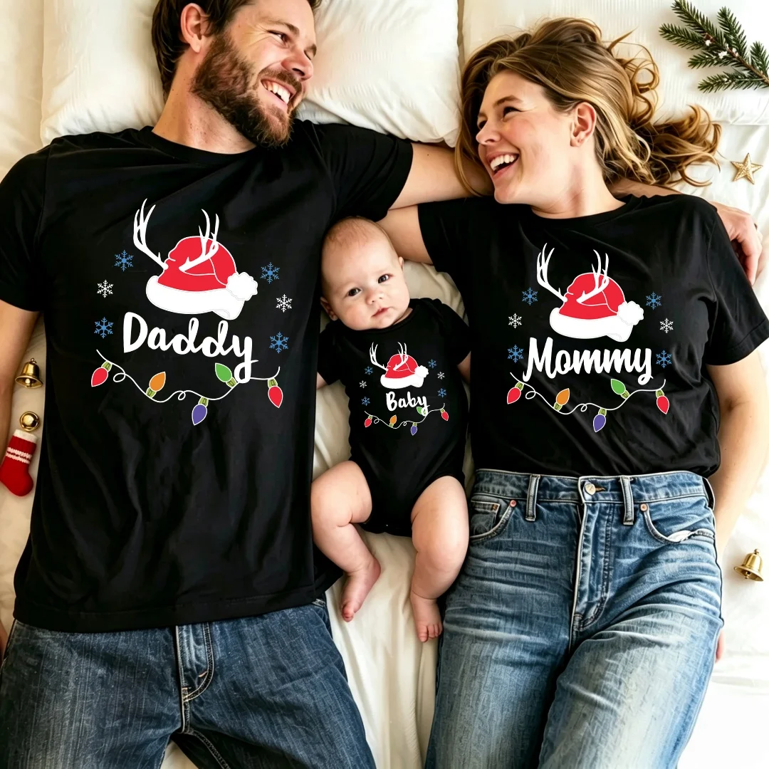 Merry Christmas Family Matching Outfit Adult Kid Look Clothes T-shirt Top Holiday Mother Father Son Daughter T Shirt Baby Romper