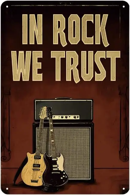 Metal Vintage Tin Signs In Rock We Trust Wall Decor Art Posters Home Decor Man Cave Kitchen Bar Pub Cafe, in--Tin Sign