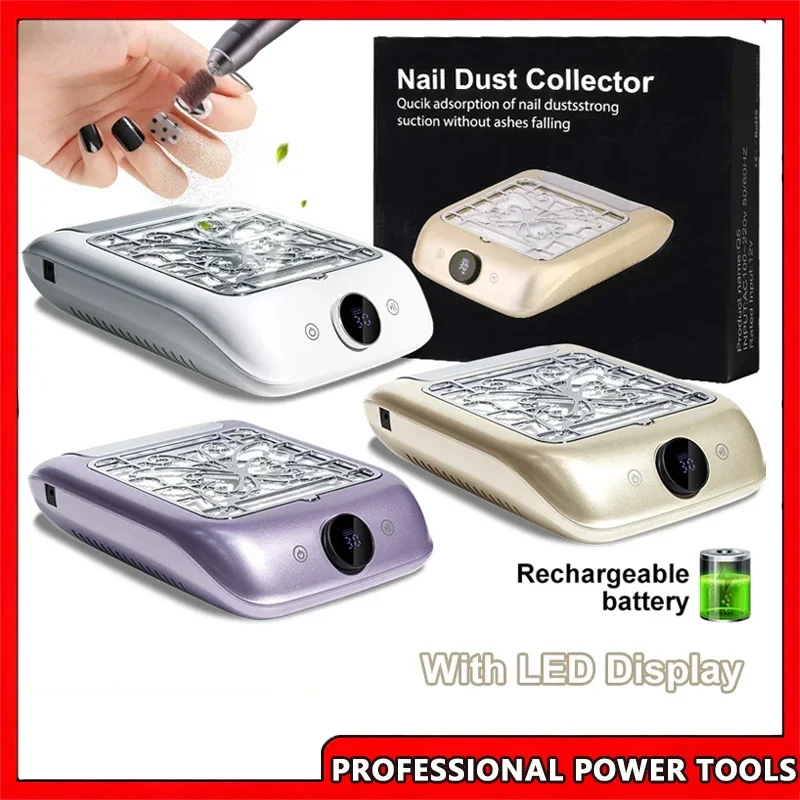 

Перезаряжаемый и мощный пылесборник для ногтей, беспроводной пылесборник для ногтей со светодиодным дисплеем, маникюрные инструменты с регулируемой скоростью
