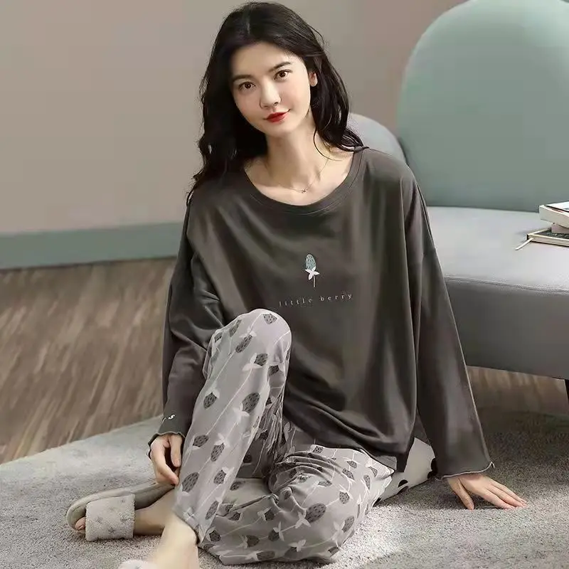 Spring and Autumn New Ladies Pajamas Homewear Set of Long-Sleeved Autumn and Winter Homewear Women Plus Size Pajamas Set