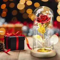 Artificial rose light led rose flowers with Dome String Lights Home Decoration Christmas Valentine's Day Gift Wedding Decoration