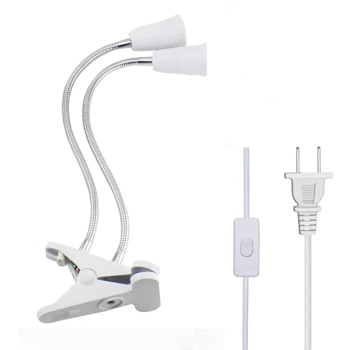 360 Degree Flexible Desk Lamp Holder E27 EU US Plug Light Base Single/Double Ended Socket Gooseneck Clip-on Cable with On Switch image 6